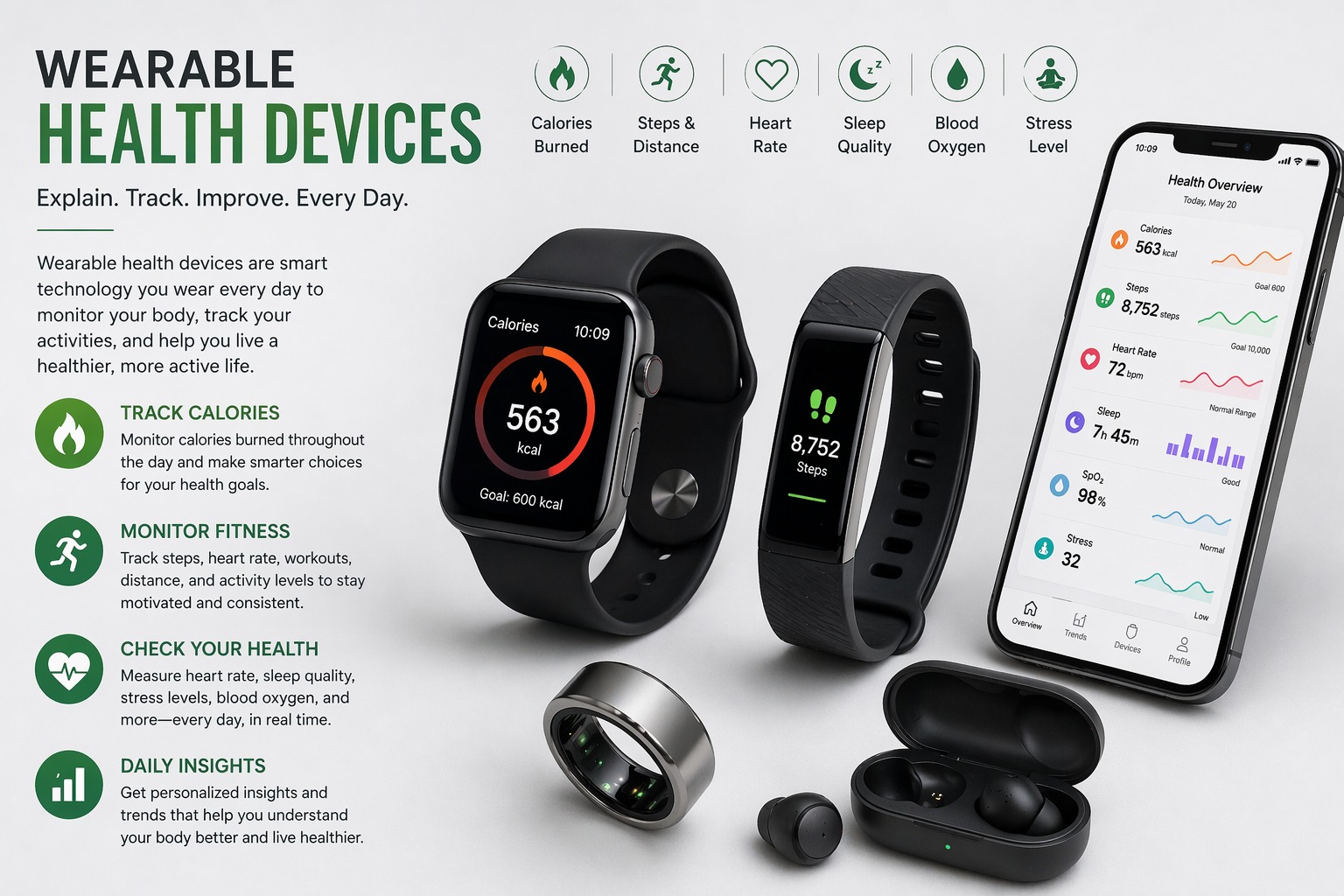 Wearable Health Devices Explained: Track Calories, Fitness, and Your Health Every Day